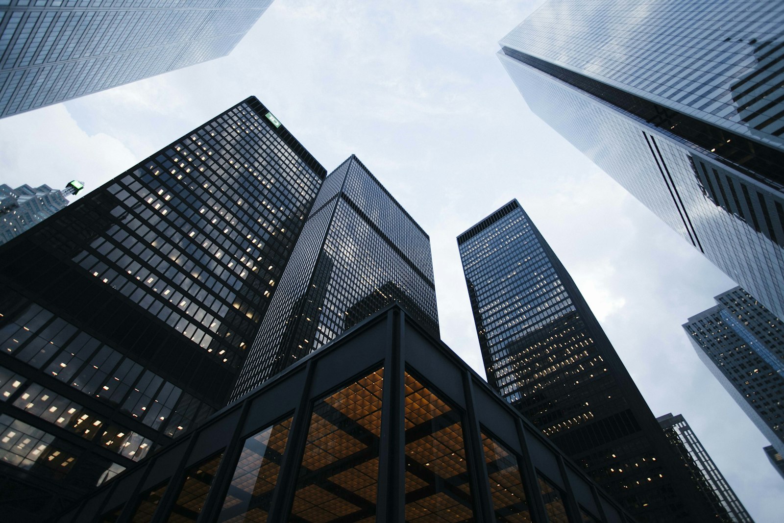 High-rise residential buildings viewed from below